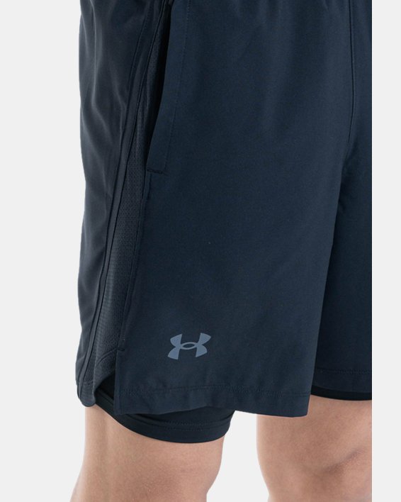 Men's UA Launch Run 2-in-1 Shorts in Black image number 3